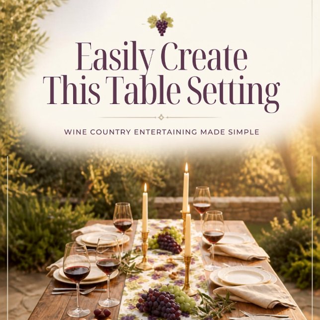 Moyen Chemin de table aux raisins de vignoble – Divertis (Create a warm, inviting table with this elegant wine country table runner featuring rich grapevines)
