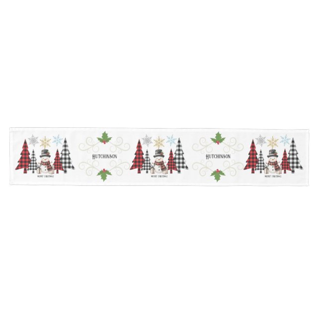 Moyen Chemin de table de Noël plaid arbres et bonhomme d (Horizontal)