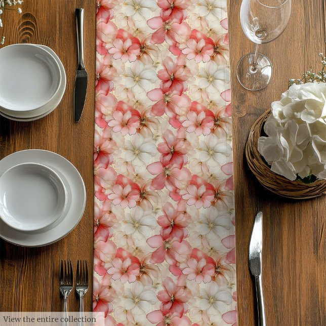 Moyen Chemin de table floral élégant rose et or (Elegant blush pink and gold floral table runner)