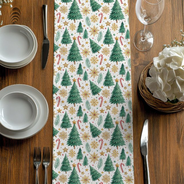 Moyen Chemin de table pour arbres de Noël modernes pour  (Modern Christmas Trees Table Runner for Holidays)