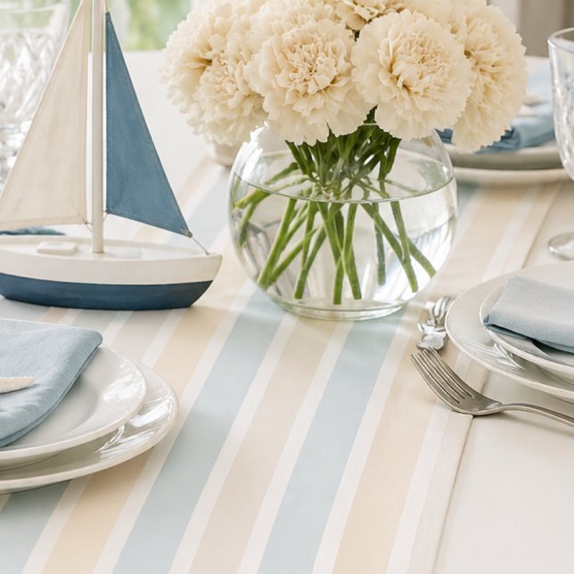 Moyen Chemin de table rayé bleu côtier pour maison de pl (Coastal stripe table runner designed to pair beautifully with matching napkins and placemats)