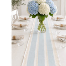 Chemin de table rayé bleu côtier pour maison de pl