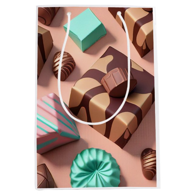 Moyen Chocolat Thème sac cadeau (Devant)