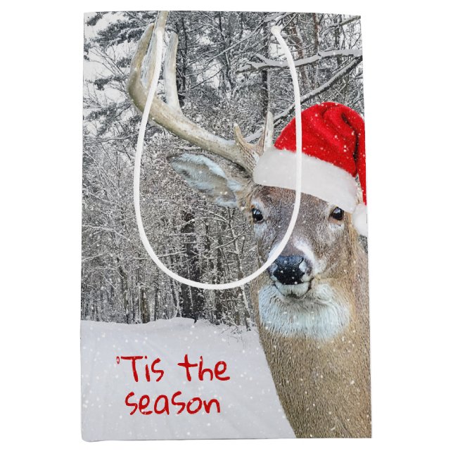 Moyen Christmas Buck Deer Avec Sac Cadeau Casquette (Devant)