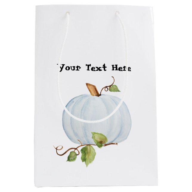 Moyen Citrouille d'aquarelle bleu, sac cadeau personnali (Devant)