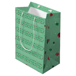 Moyen Clair vert Jingle cloches Sac cadeau de Noël