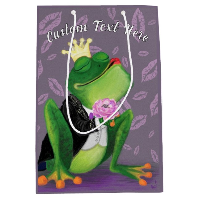 Moyen Drôle Frog Prince Cadeau Sac Kiss avec texte perso (Devant)