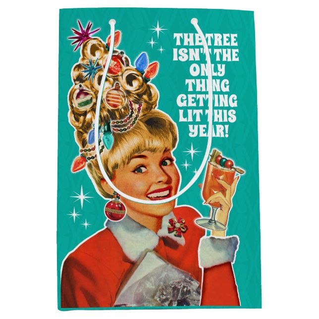 Moyen Drôle Obtenir Lit Fille Noël Sac cadeau de Noël -  (Devant)