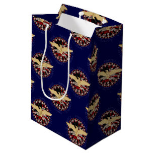 Moyen Eagle et drapeau des États-Unis, sac cadeau bleu-b