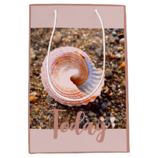 Moyen Élégant coquillage rose personnalisé sac cadeau