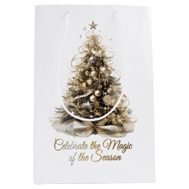 Moyen Élégant sac cadeau d'arbre de Noël (Devant)