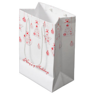 Moyen Élégant sac cadeau de décoration de Noël rouge