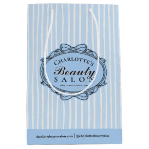 Moyen Élégant Sac Cadeau Rayé Bleu Cadre Vintage Salon d