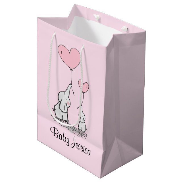 Moyen Elephant Love Design Sac cadeau (Devant Angle)