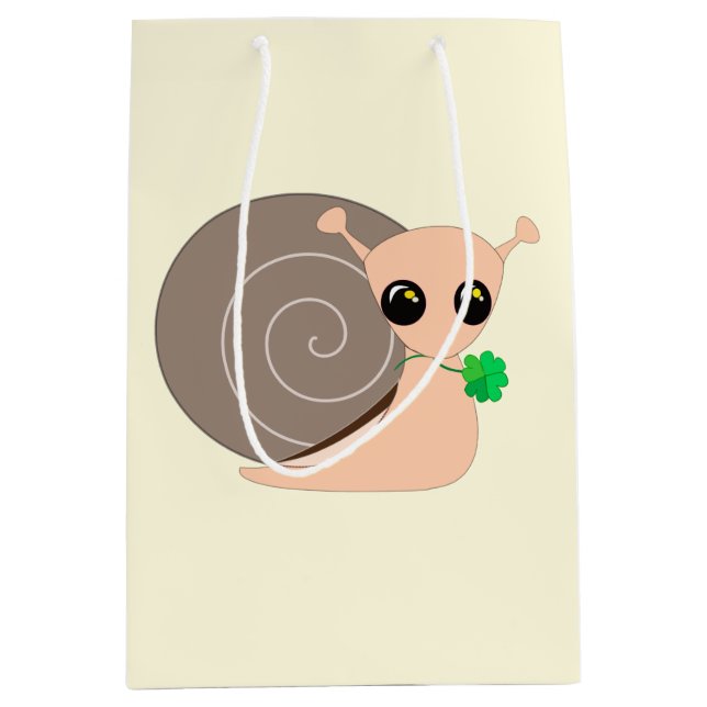 Moyen Escargot avec sac cadeau feuille de trèfle (Devant)