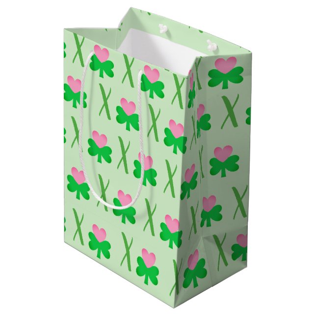 Moyen Étreintes et baisers shamrock et sac de cadeau de (Dos Angle)