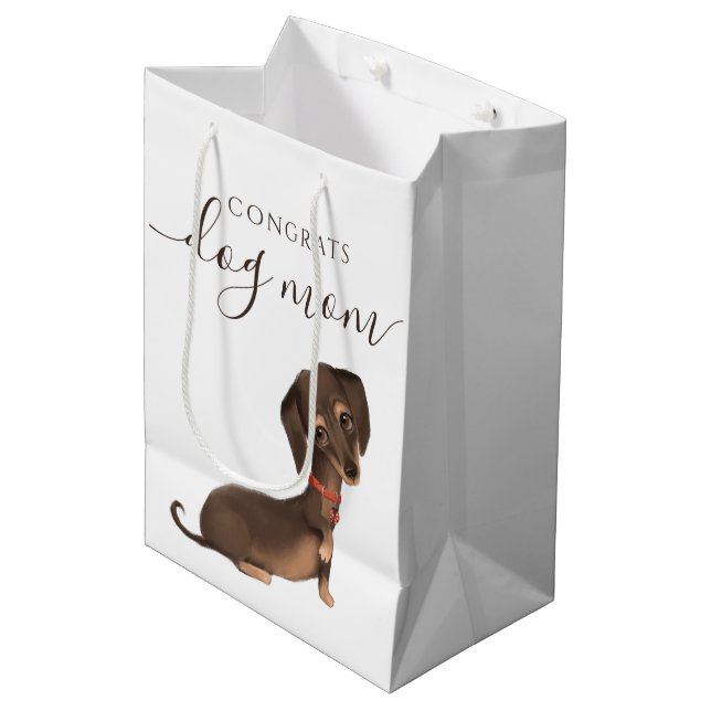 Moyen Félicitations Chien Maman Sac cadeau (Devant Angle)