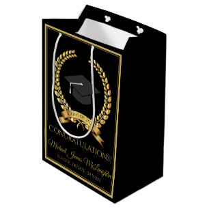 Moyen Félicitations Sac cadeau de graduation Gold sur No