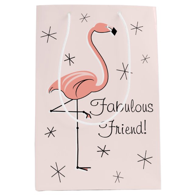 Moyen Flamant rose Rose 'Fabulous Friend ! ' sac cadeau  (Devant)
