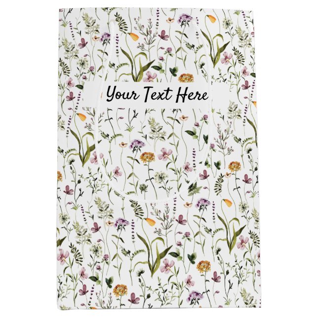 Moyen Fleur sauvage Garden Motif Cadeau personnalisé Sac (Devant)