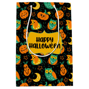 Moyen Halloween Citrouille Lune Chouette Cadeau Sac