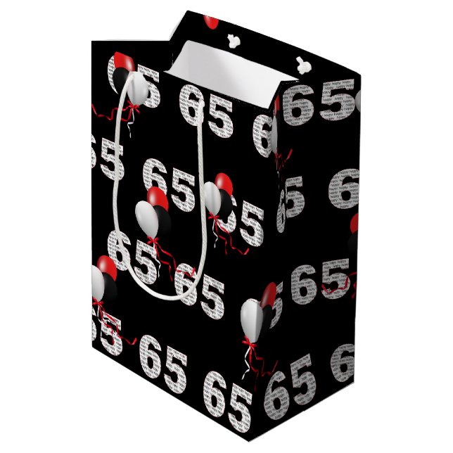 Moyen Happy 65th Birthday Balloons Medium Cadeau Sac (Dos Angle)