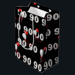 Moyen Happy 90th Birthday Balloons Medium Cadeau Sac<br><div class="desc">90ème anniversaire avec audacieux noir et blanc heureux et numéro 90 texte sur noir avec bouquet de ballon de fête. La couleur arrière - plan noire peut être changée.</div>