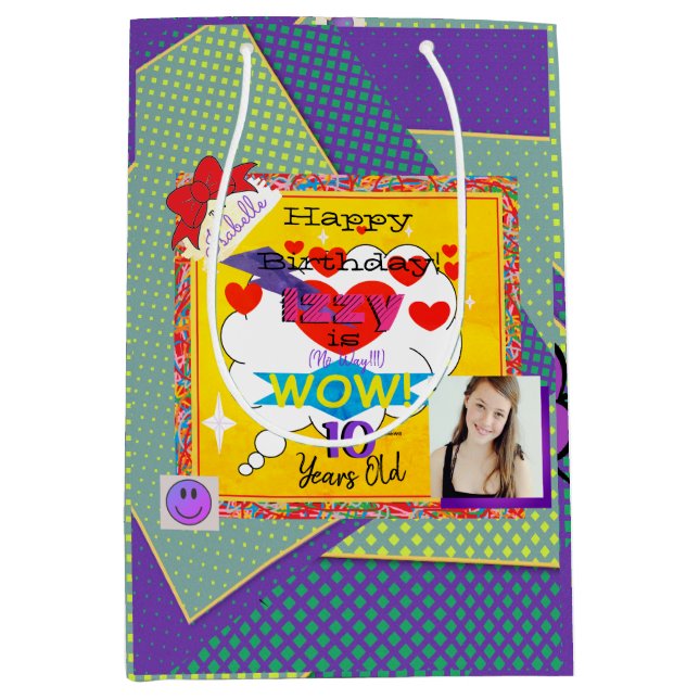 Moyen Happy Birthday Comic Look Sac cadeau HAMbWG (Devant)