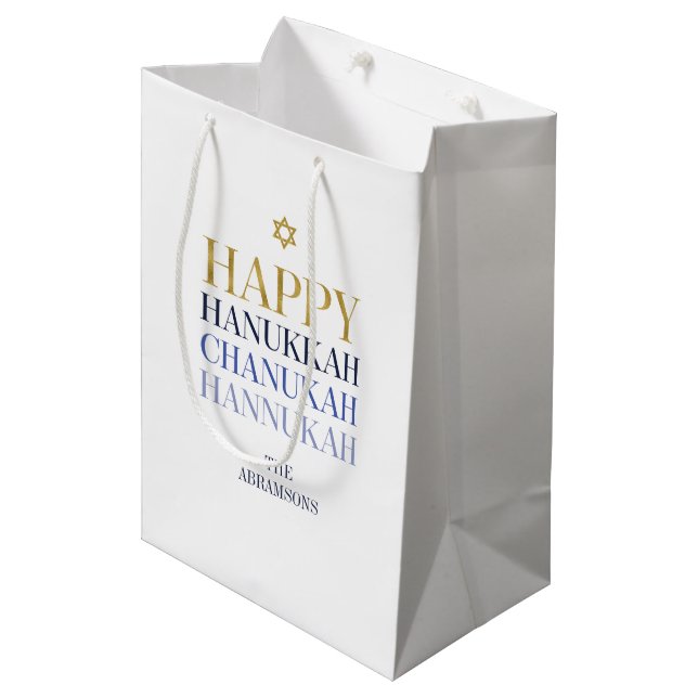 Moyen Happy Hanoukka Chanukah Gite Sac cadeau (Devant Angle)