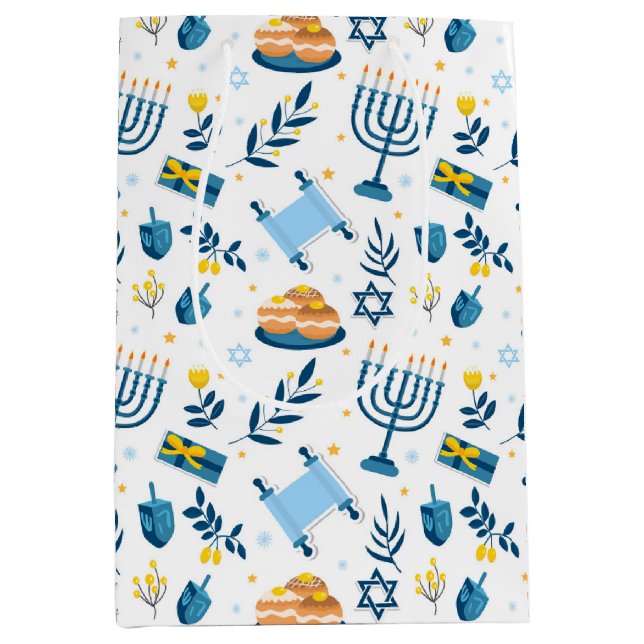 Moyen Happy Hanoukka Menorah Cadeau Sac (Devant)