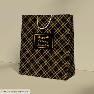 Moyen Idée de sac cadeau élégant noir or pour 50e annive