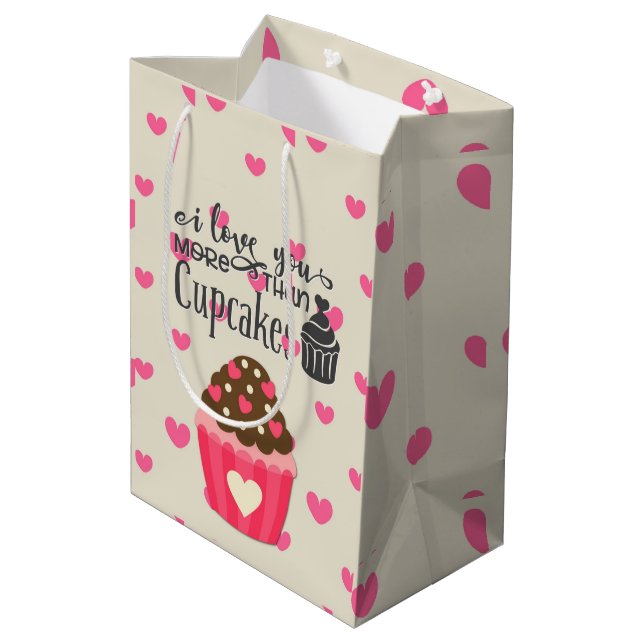 Moyen Je T'Aime Plus Que Le Sac Cadeau Cupcakes (Dos Angle)