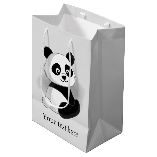 Moyen joli panda ours ajouter texte Medium Cadeau sac (Devant Angle)