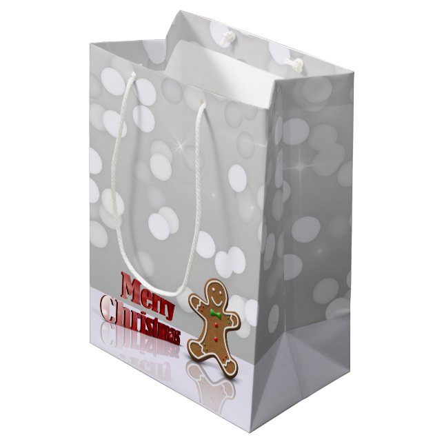 Moyen Joyeux Noël Gingerbread Homme Medium Cadeau Sac (Devant Angle)