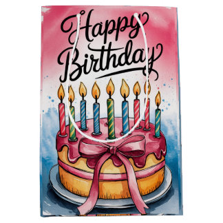 Moyen Joyeux sac cadeau de jour de naissance