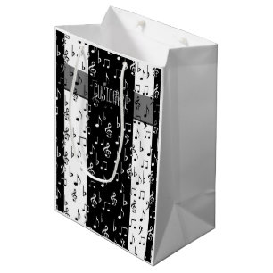 Moyen Le musical noir et blanc barre le sac 2 de cadeau