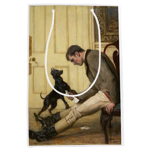 Moyen L'homme et son sac cadeau pour chien (Devant)