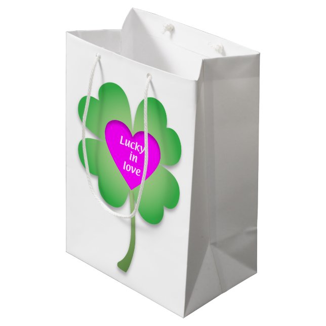 Moyen Lucky in Love sac cadeau (Devant Angle)