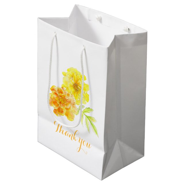 Moyen Marigold Watercolor art mariage cadeau sac (Devant Angle)