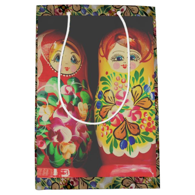 Moyen Matryoshka coloré Poupées Grand sac cadeau (Devant)