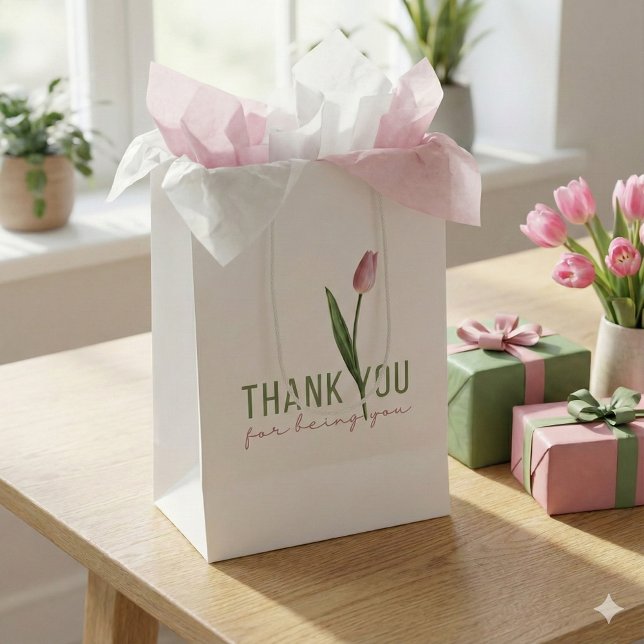Moyen Merci Pour Être Vous Sac Cadeau (Show your gratitude with this, "Thank you for being you" tulip gift bag! )