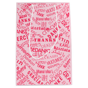 Moyen Merci Texte Sac cadeau multilingue Couleurs person