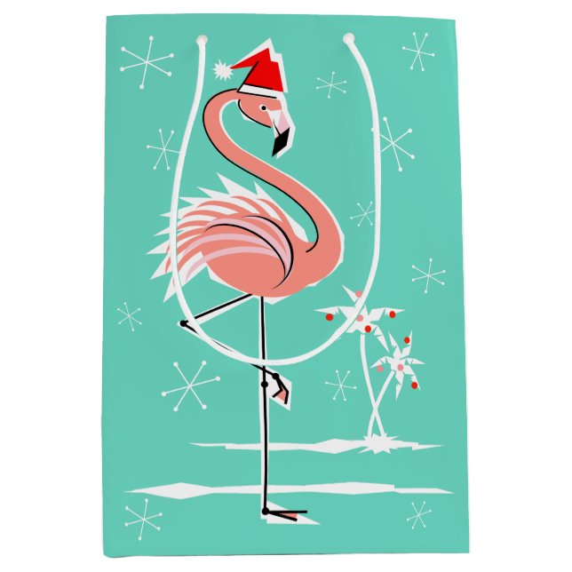 Moyen Milieu de sac de cadeau de Flamant rose de Noël (Devant)