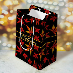 Moyen Motif Feuilles d'automne Sac cadeau