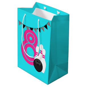 Moyen Neon Blue Bowling Anniversaire Sac cadeau