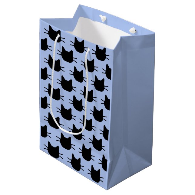 Moyen Noir Tête de chat Silhouette Répéter Sac cadeau Mo (Devant Angle)