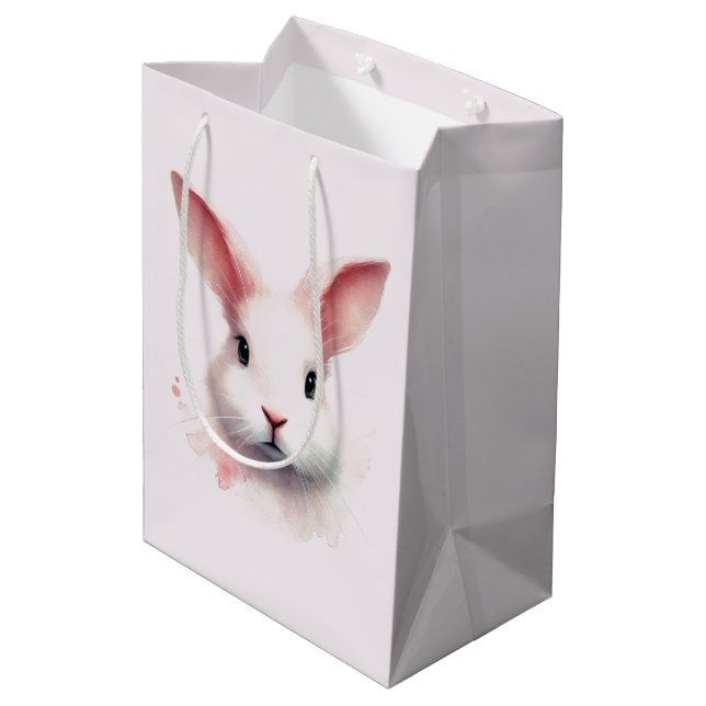 Moyen Pastel Pink Bunny Sac cadeau (Dos Angle)
