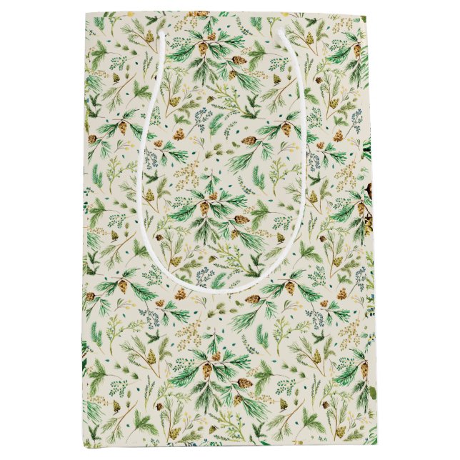 Moyen Pin Juniper d'hiver sur le sac cadeau blanc off (Devant)