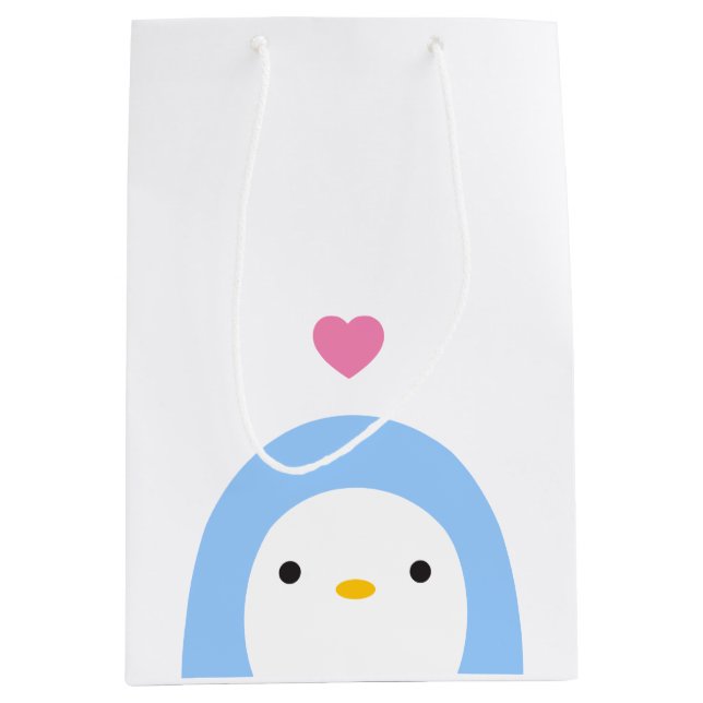 Moyen Pingouin dans le sac de cadeau d'amour (Devant)