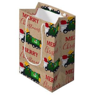 Moyen Recyclage de Noël Camion-poubelle Grand sac cadeau